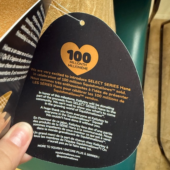 RARE 16” Hans The Hedgehog 100 millionth squishmallow - Picture 5 of 5